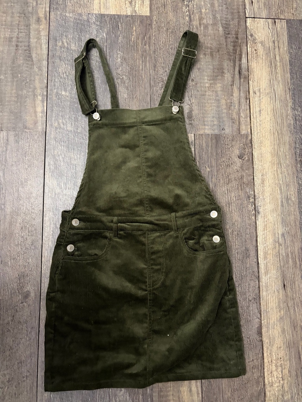 Olive Green Corduroy Pinafore Mini Dress